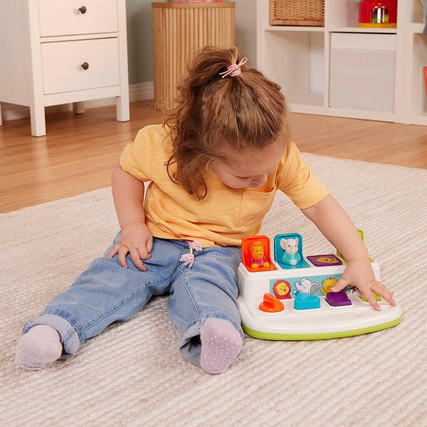 Battat – Cause-and-Effect Toy – Developmental Toy with Buttons & Colors – Color Sorting Animal Toys – for Kids, Toddlers, Babies – 18 Months + – Pop-Up Pals