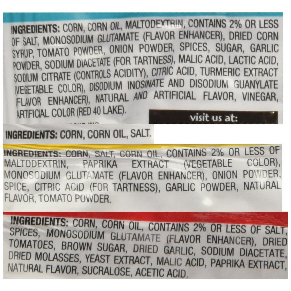 Corn Nuts Original, Ranch, BBQ, Chile Picante con Limon Crunchy Corn Kernels Variety Pack (12 Cases of 12 Bags)