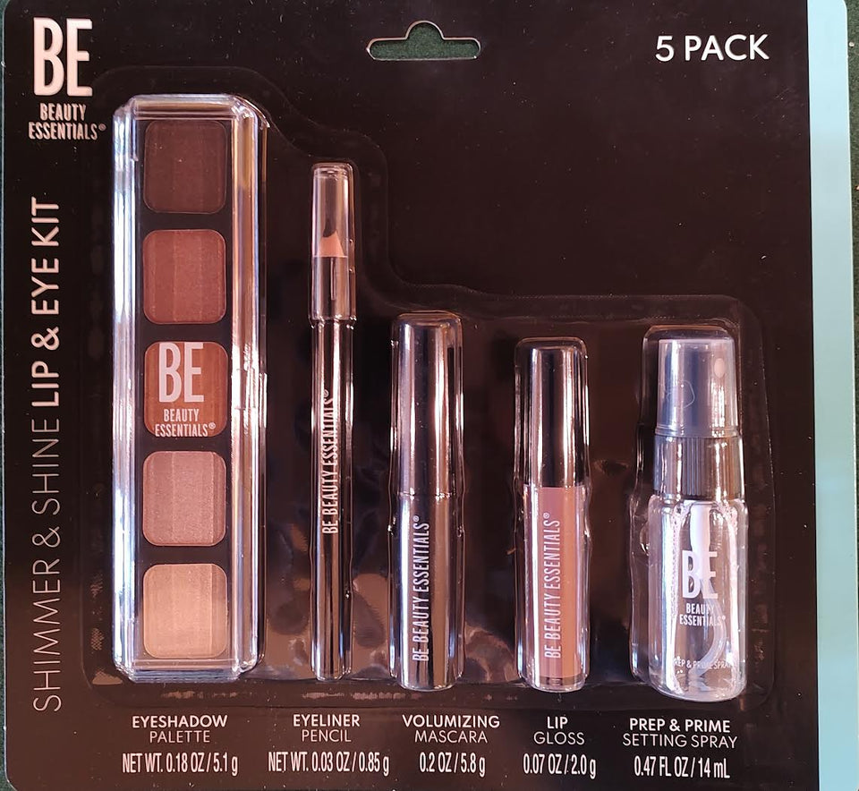 Be Beauty Essentials 5 Pack Shimmer And Shine Lip And Eye Kit