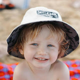 Kids Reversible Bucket Hat with Shark Print, for Boys, Packable Fun & Cool Beach UPF 50+ Sun Protection Bucket Hat - Ages 2-13 Years
