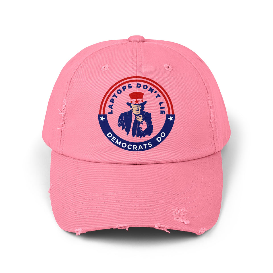 Laptops Don't Lie Democrats Do Unisex Distressed Caps, Donald Trump, Republican Cap, Political Cap, USA Flag Cap, America Cap, Election