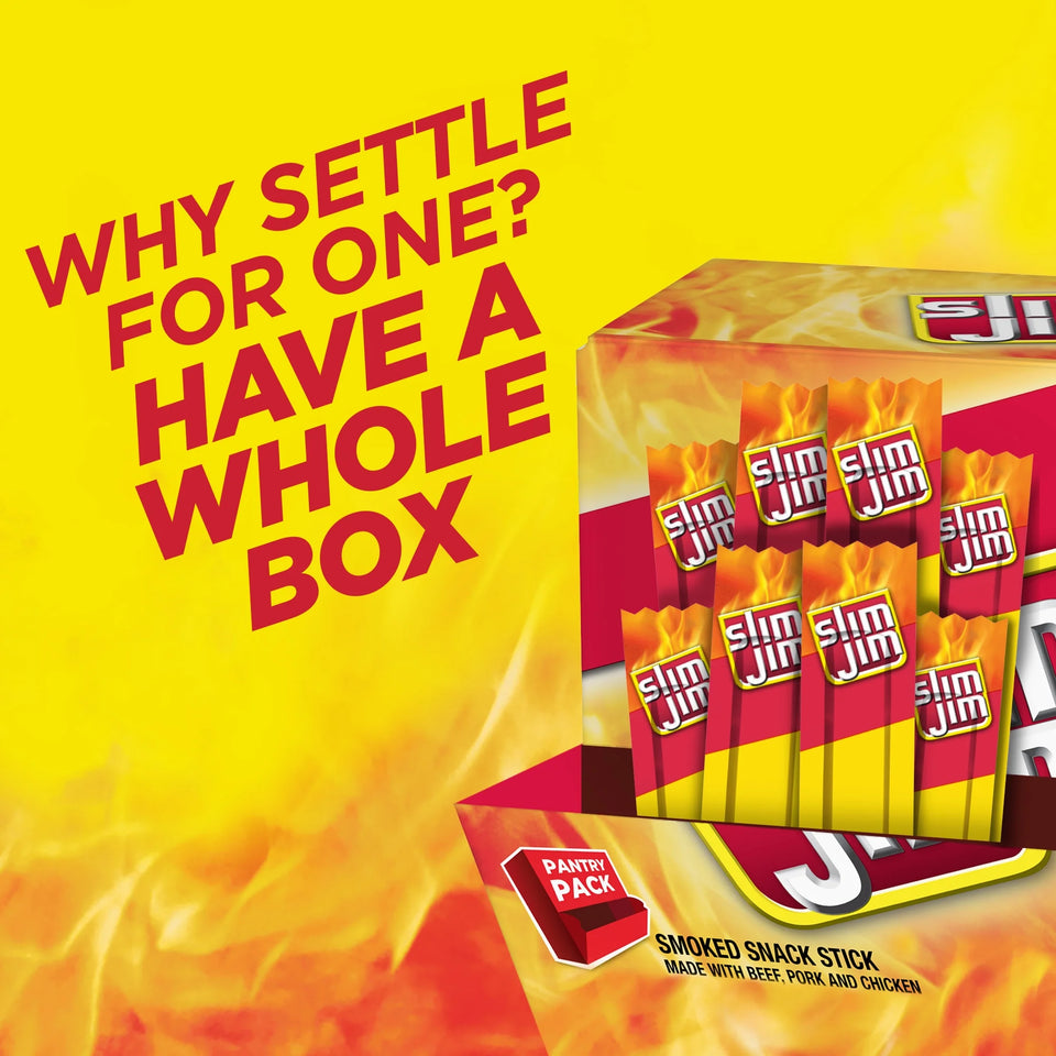 Slim Jim Original Smoked Snack Sized Sticks, 0.28 oz 46 Count Box (Pack of 2)