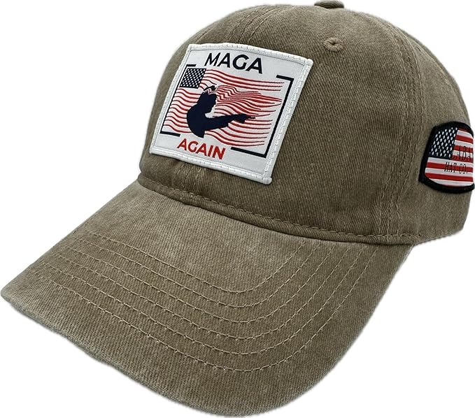 Trump Hat Trump 2024 MAGA Hat Trump 2024 Hat Make America Great Again Hat Adjustable Baseball Cap (MAGA Again Khaki)