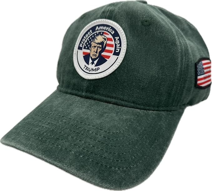 Trump Hat Trump 2024 MAGA Hat Trump 2024 Hat Make America Great Again Hat Adjustable Baseball Cap (Protect America Green)