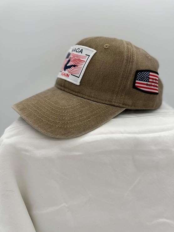 Trump Hat Trump 2024 MAGA Hat Trump 2024 Hat Make America Great Again Hat Adjustable Baseball Cap (MAGA Again Khaki)
