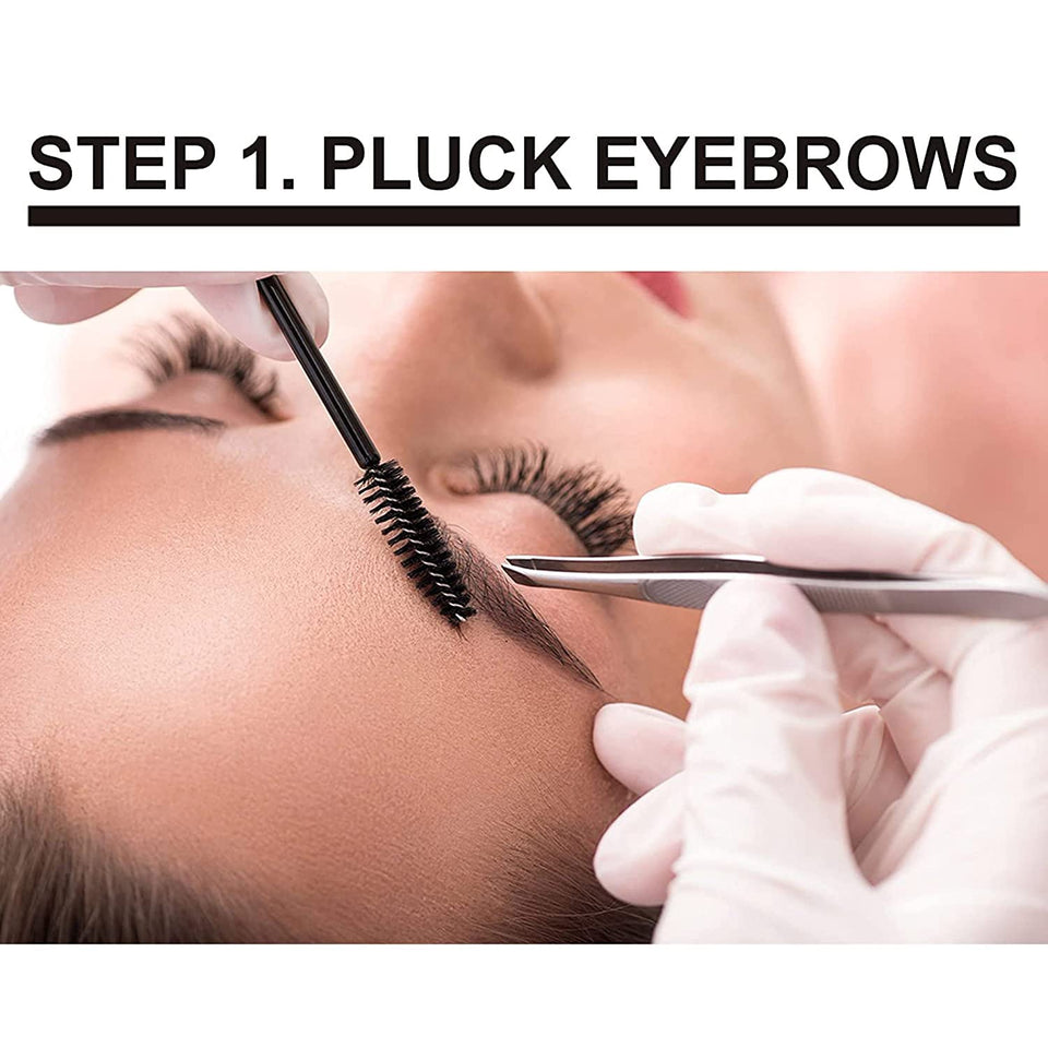 Eyebrow Extensions Kit with 1 x Trays of Mink Eyebrows in Black Comes on Mixed Length Trays 5-8 Mm Mix, Eyebrow Extension Glue Clear & Extension Tweezers by Kc Republic (Black, Violet Tweezer)