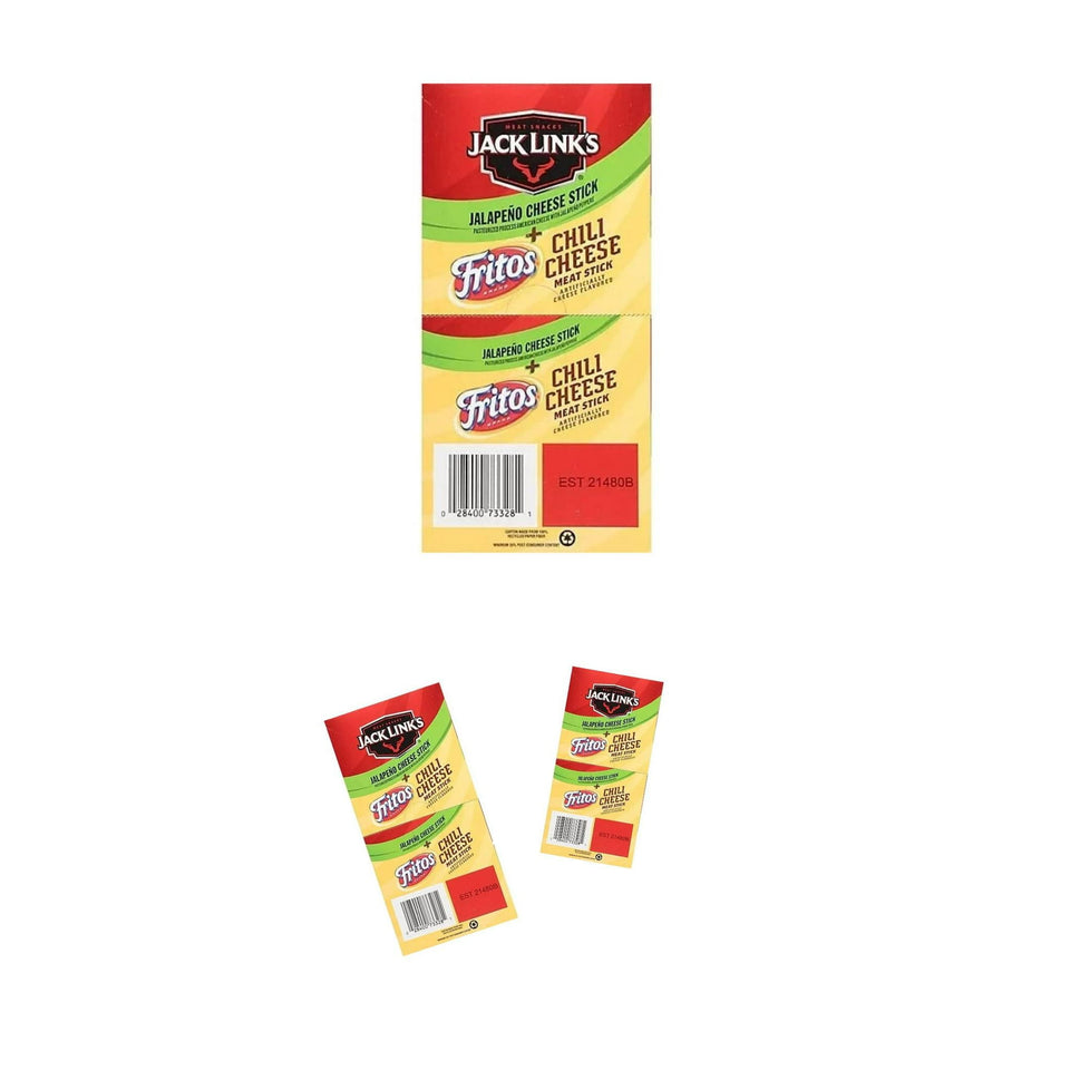 Jack Link's Fritos Chili Cheese Meat Sticks & Jalapeno Cheese Sticks 16 per Box, 2 Pack