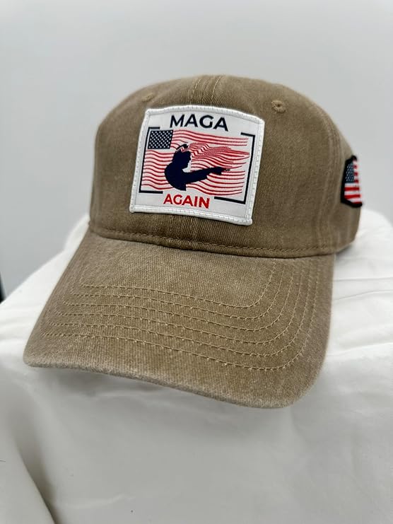 Trump Hat Trump 2024 MAGA Hat Trump 2024 Hat Make America Great Again Hat Adjustable Baseball Cap (MAGA Again Khaki)