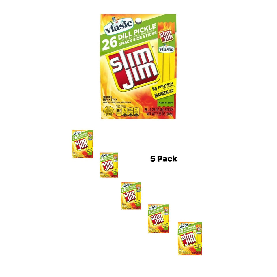 Slim Jim Dill Pickle Snack Sticks 26 per Box, 5 pack