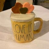 Jumbo 34" Teddy Bear with Rae Dunn "Love Is Human" Yellow Mug – Valentine’s Day Gift Set for Someone Special