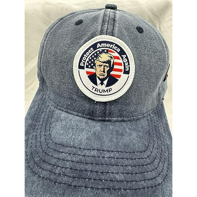 Trump Hat Trump 2024 MAGA Hat Trump 2024 Hat Make America Great Again Hat Adjustable Baseball Cap (Protect America Blue)