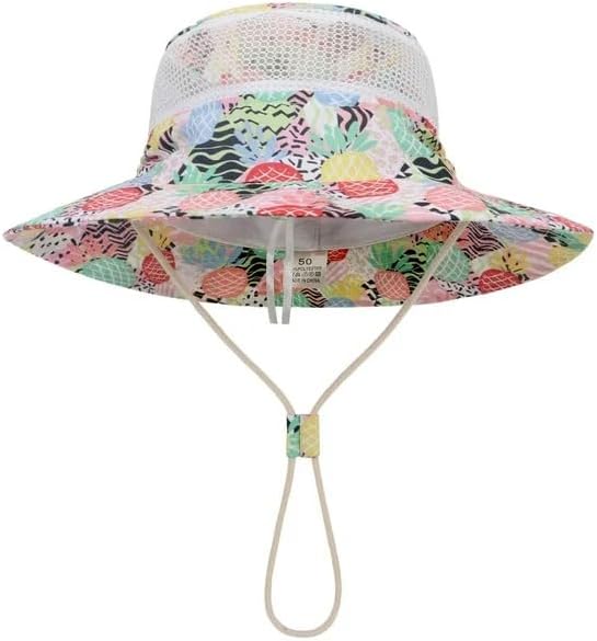 Kids Reversible Bucket Hat with Pineapple Print, for Boys & Girls Packable Fun & Cool Beach UPF 50+ Sun Protection Bucket Hat - Ages 2-13 Years