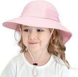 Kids Sun Hat for Boys Girls UPF 50+ UV Toddler Sun Protection with Neck Flap Adjustable Large Brim Beach Fishing Hat for Age 3-12 Pink