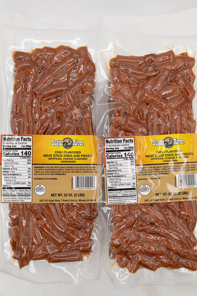Sugar River Chili Beef Stick Ends & Pieces BULK 4 Pounds 2X 2 LBS