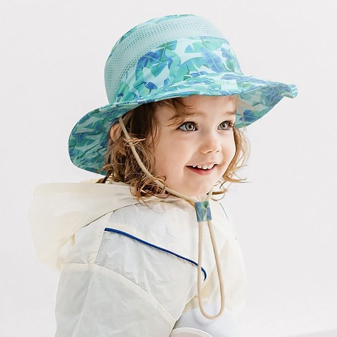 Kids Sun Hat for Boys Girls UPF 50+ UV Toddler Sun Protection with Neck Flap Adjustable Large Brim Beach Fishing Hat, Ages 3-12+