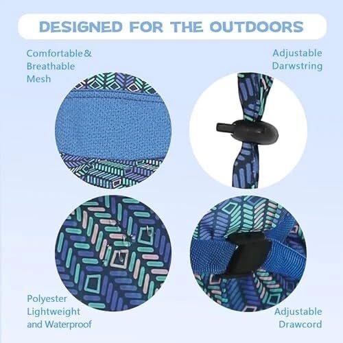 Kids Aztec Sun Hat for Boys Girls UPF 50+ UV Toddler Sun Protection with Neck Flap Adjustable Large Brim Beach Fishing Hat for Age 3-12