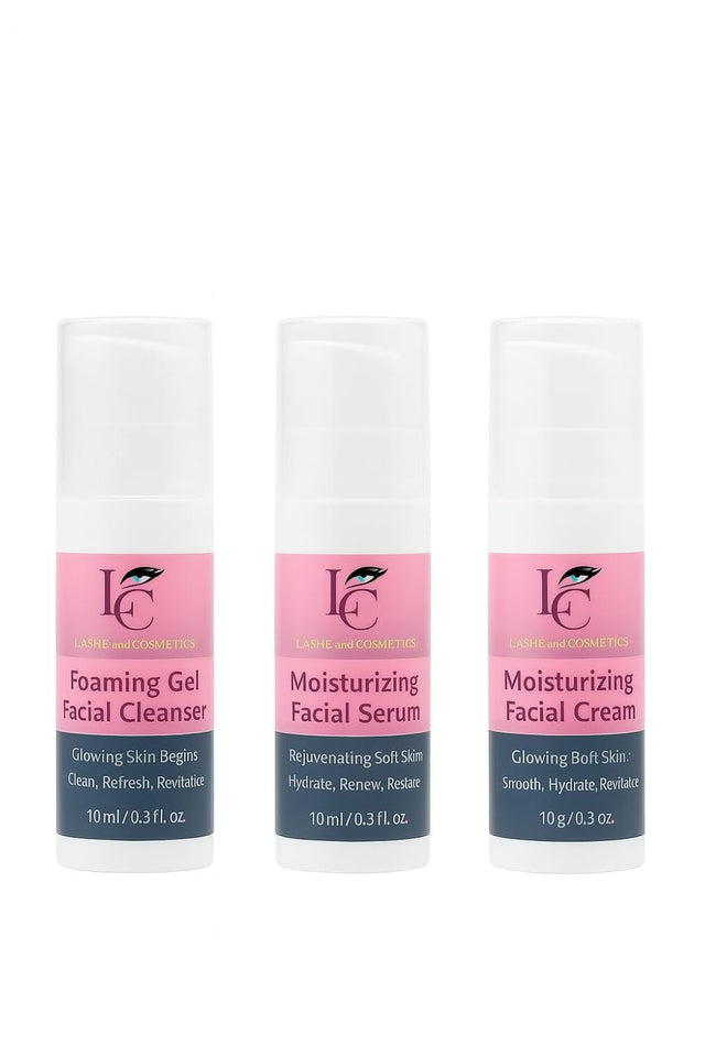 LED Mask Therapy Essentials Set Facial Cleanser Gel, Serum & Cream Set Hydrating, Firming & Pore-Minimizing Skincare Trio Moisturizing, Anti-Aging, Suitable for All Skin Types