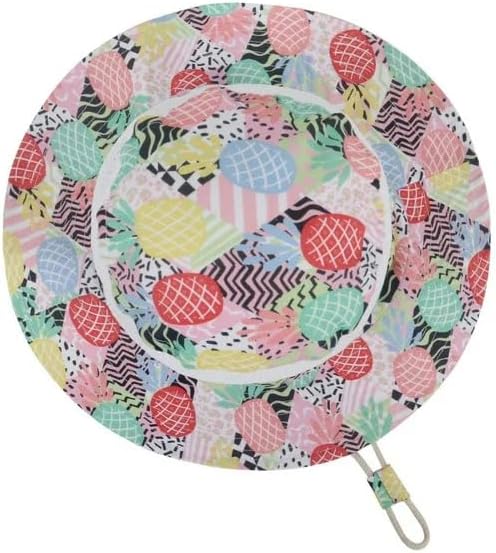 Kids Reversible Bucket Hat with Pineapple Print, for Boys & Girls Packable Fun & Cool Beach UPF 50+ Sun Protection Bucket Hat - Ages 2-13 Years