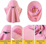 Kids Sun Hat for Boys Girls UPF 50+ UV Toddler Sun Protection with Neck Flap Adjustable Large Brim Beach Fishing Hat for Age 3-12 Pink