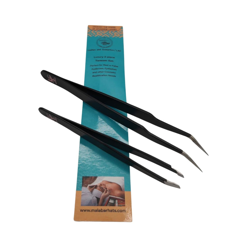 Eyebrow Extensions Premium Kit with 1 x Trays of Mink Eyebrows in Black Comes on Mixed Length Trays 5-8 mm Mix, Eyebrow Premium Glue Clear & Dual Pack (Straight & Curved Tip) Extension Tweezers