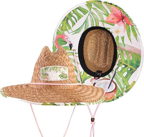KC Republic Fabric Pattern Print Straw Kids Boys Sunhat, Ages 3+, Lifeguard Hat, Beach, Swim, Fishing, Fits All, Malabar Hat