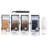 Eyebrow Extensions Kit with 4 Trays of Mink Eyebrows in Light Brown, 2 Brown, Black, Comes on Mixed Length Trays 5-8 Mm Mix, Eyebrow Extension Glue & Extension Tweezers