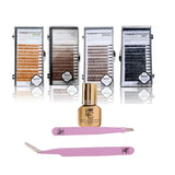 KC Republic Eyebrow Extensions Premium Kit with 4 Trays of Mink Eyebrows in Light Brown, Brown, Dark Brown, Black, Comes on Mixed Length Trays 5-8 Mm Mix, Eyebrow Premium Glue & Extension Tweezers