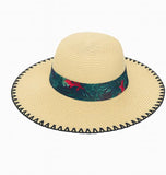 Floppy Synthetic Women’s Wide Brim Straw Sun Hat with Palm Leaf Band – Foldable Summer Beach Hat for UV Protection