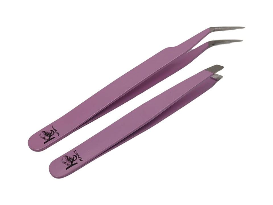 Eyebrow Extensions Premium Kit with 1 x Trays of Mink Eyebrows in Brown Comes on Mixed Length Trays 5-8 Mm Mix, Eyebrow Premium Glue Clear & Dual Pack (Straight & Curved Tip) Extension Tweezers