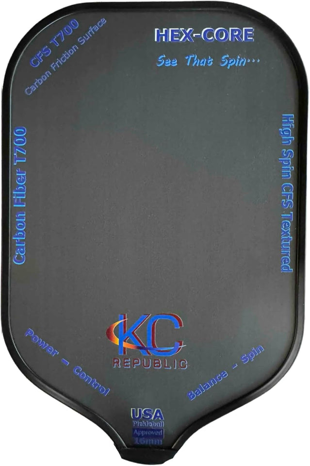 Pickleball Paddles, USAPA Approved Carbon Fiber T700 Frosted, High Spin CFS Textured, Blue Plain Design, Lightweight Graphite Pickle Ball Rackets for Men and Women