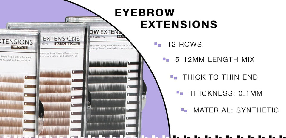 Eyebrow Extensions Kit with 4 Trays of Mink Eyebrows in 2 Brown, 2 Light Brown, Comes on Mixed Length Trays 5-8 Mm Mix, Eyebrow Extension Glue & Extension Tweezers