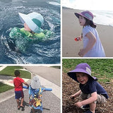 Kids Sun Hat for Boys Girls UPF 50+ UV Toddler Sun Protection with Neck Flap Adjustable Large Brim Beach Fishing Hat for Age 3-12 Violet