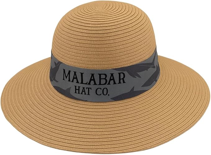 Women’s Wide Brim Foldable Sun Hat – UPF 50+ Packable Summer Beach Hat with Decorative Band Shark
