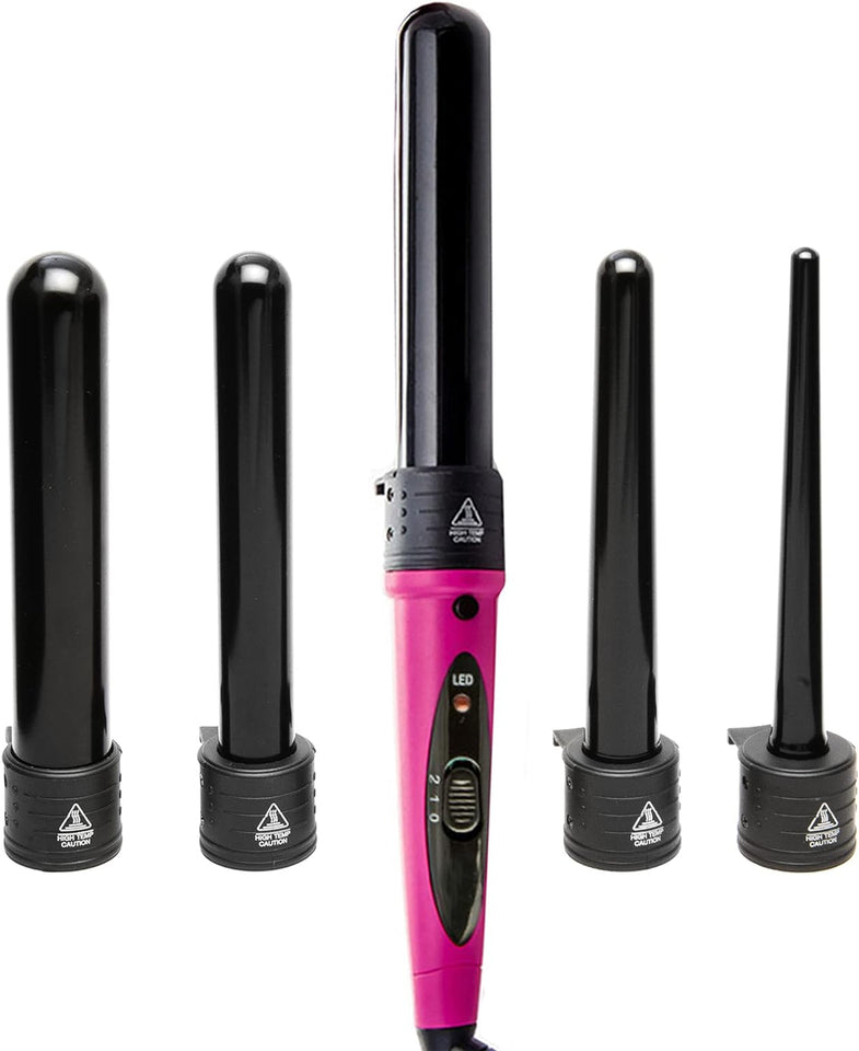 Marquee Beauty Professional Salon 8 Piece Flat And Curling Iron Set, 5 Interchangeable Ceramic Tourmaline Barrels, Heat Protectant Glove