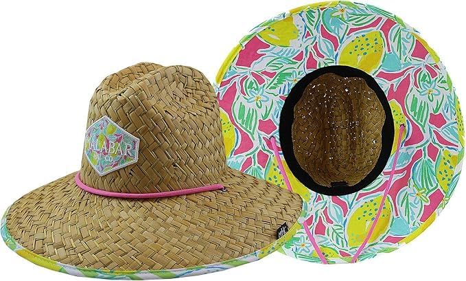 KC Republic Fabric Pattern Print Straw Kids Boys Sunhat, Ages 3+, Lifeguard Hat, Beach, Swim, Fishing, Fits All, Malabar Hat