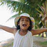 Kids Reversible Bucket Hat with Lemon Print, for Girls & Boys, Packable Fun & Cool Beach UPF 50+ Sun Protection Bucket Hat - Ages 2-13 Years