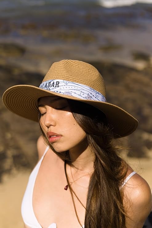 Women’s Wide Brim Foldable Sun Hat – UPF 50+ Packable Summer Beach Hat with Decorative Band