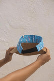 Women's Wide Brim Straw Visor Hat with Printed hat Band