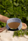 Women's Wide Brim Straw Visor Hat with Printed hat Band