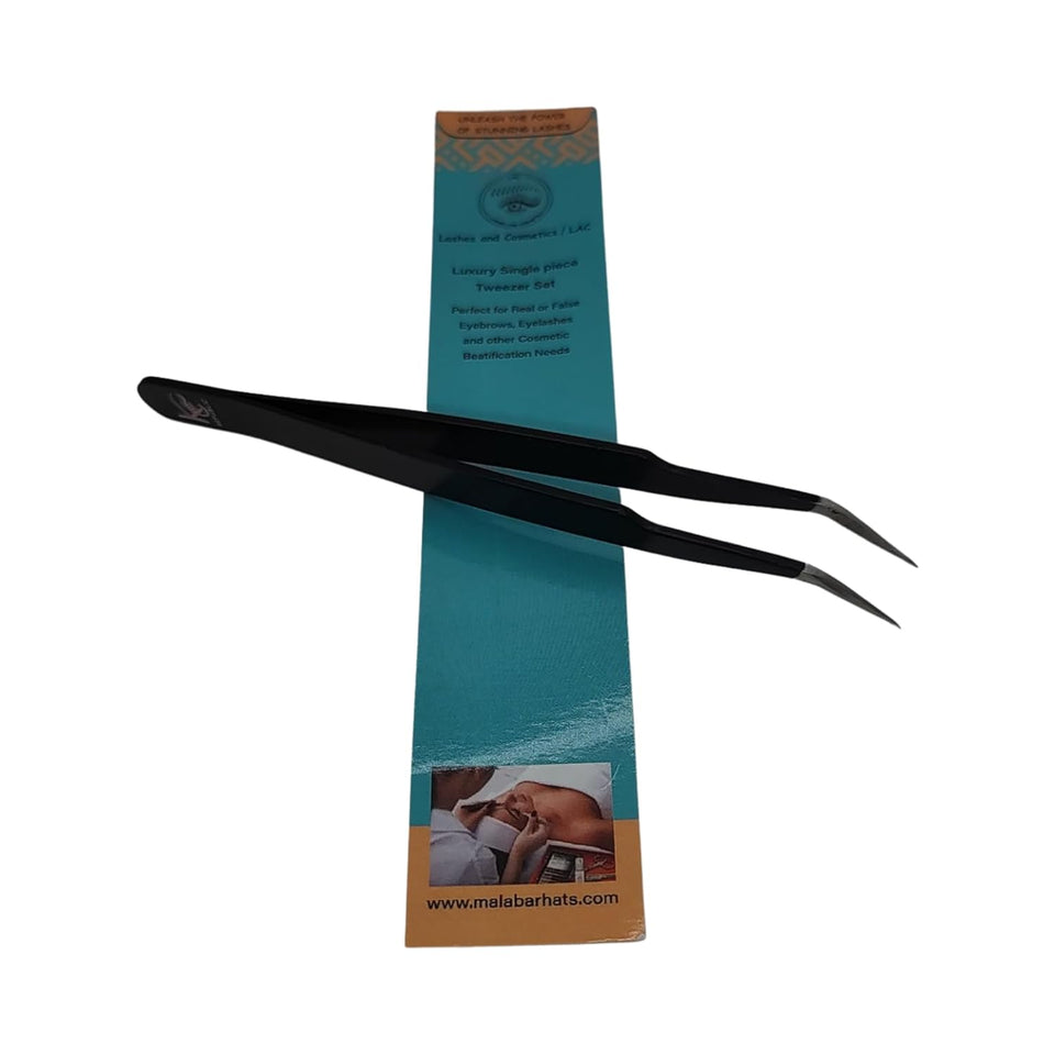 Eyebrow Extensions Kit with 2 Trays of Mink Eyebrows in Black, Eyebrow Extension Glue Clear & Extension Tweezers, Comes on Mixed Length Trays 5-8 mm Mix by KC Republic (Black 2-Pack, Black Tweezer)