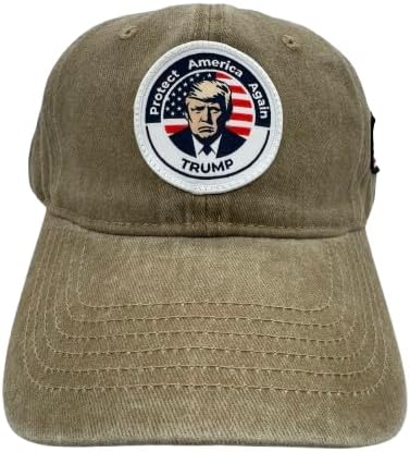 Trump Hat Trump 2024 MAGA Hat Trump 2024 Hat Make America Great Again Hat Adjustable Baseball Cap (Protect America Khaki)