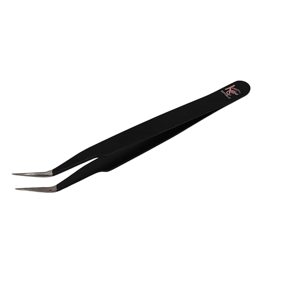 Eyebrow Extensions Kit with 2 Trays of Mink Eyebrows in Black, Eyebrow Extension Glue Clear & Extension Tweezers, Comes on Mixed Length Trays 5-8 mm Mix by KC Republic (Black 2-Pack, Black Tweezer)