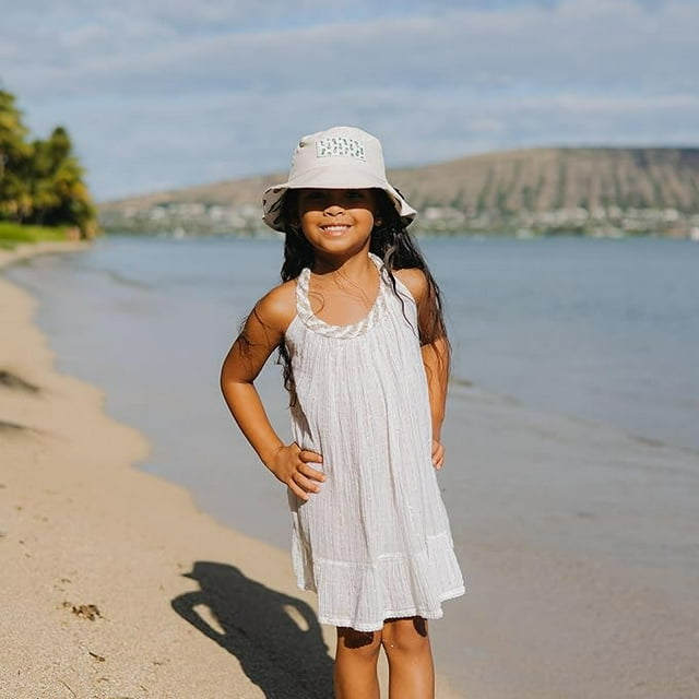 Kids Reversible Bucket Hat with Pineapple Print, for Girls, Packable Fun & Cool Beach UPF 50+ Sun Protection Bucket Hat - Ages 2-13 Years