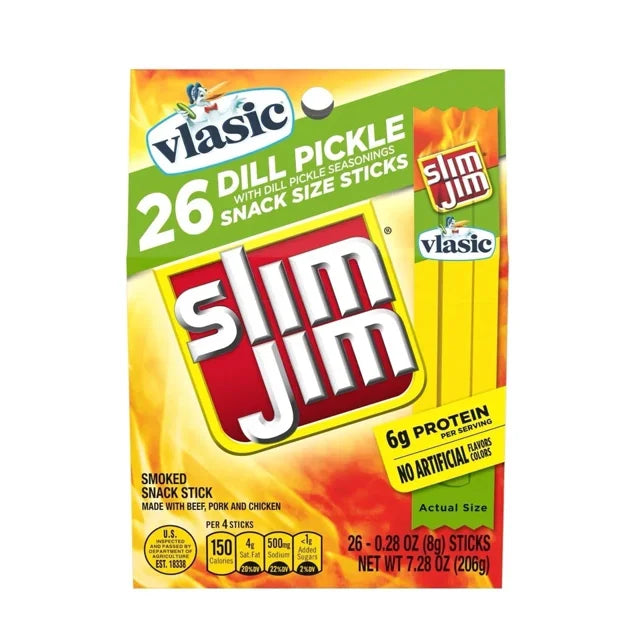 Slim Jim Dill Pickle Snack Sticks 26 per Box