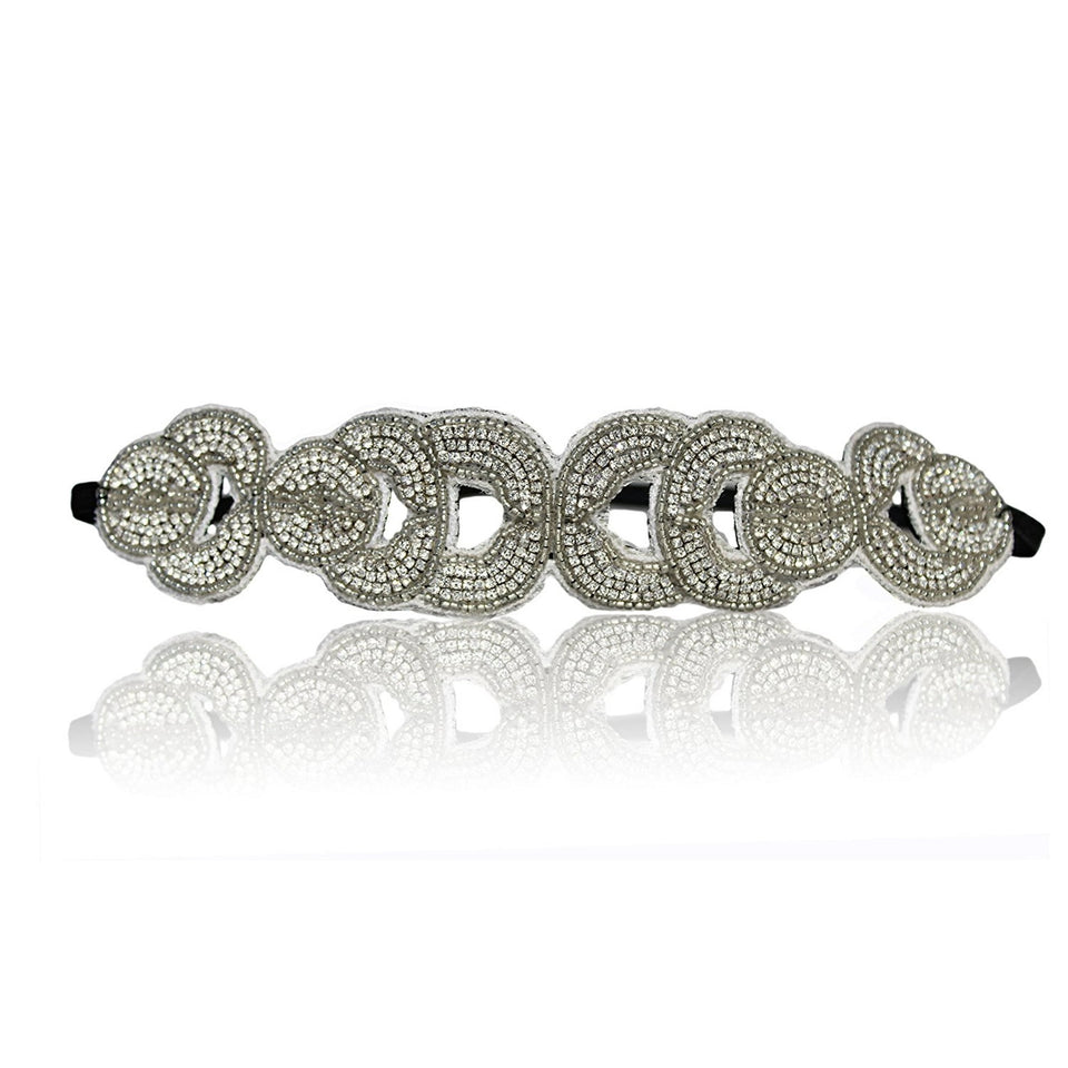 Bridal or Gatsby Crystal Rhinestone Diamond Headband Adjustable Non-slip Comfortable for Wedding