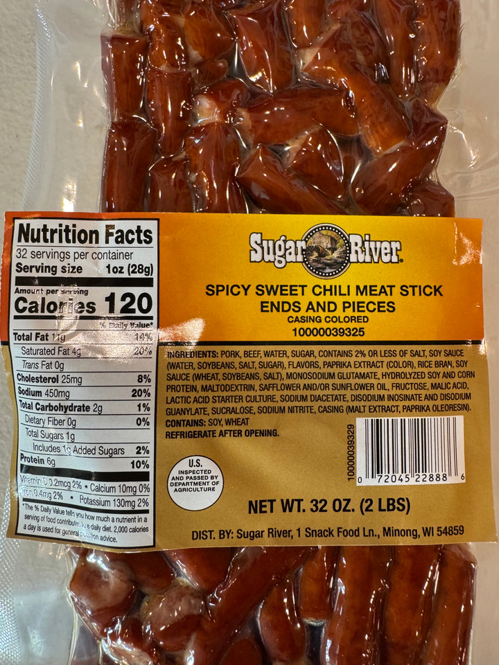 Sugar River Meat Snack Links Ends & Pieces 2 lbs (Spicy Sweet Chili Meat Stick)
