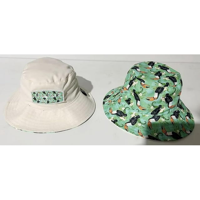 Kids Reversible Bucket Hat with Toucan Print, for Boys, Packable Fun & Cool Beach UPF 50+ Sun Protection Bucket Hat - Ages 2-13 Years