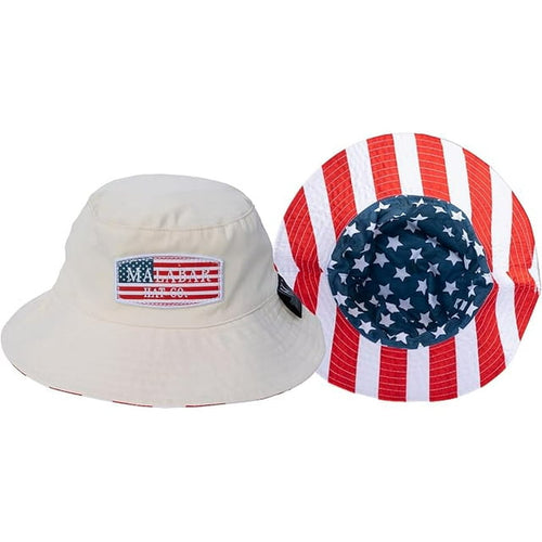 Kids Reversible Bucket Hat with USA Flag Print, for Boys, Packable Fun & Cool Beach UPF 50+ Sun Protection Bucket Hat - Ages 2-13 Years