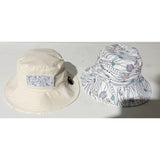 Kids Reversible Bucket Hat with White Seashells Print, for Boys, Packable Fun & Cool Beach UPF 50+ Sun Protection Bucket Hat - Ages 2-13 Years