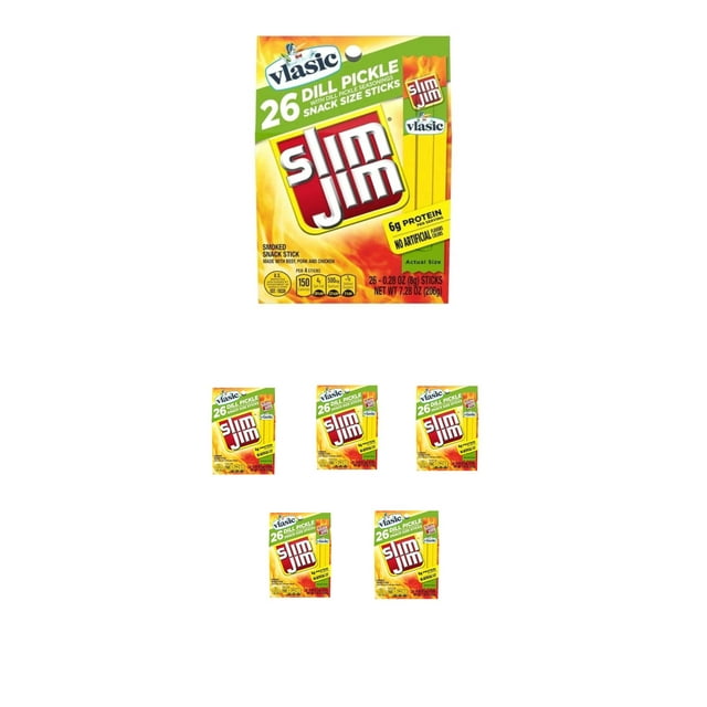 Slim Jim Dill Pickle Snack Sticks 26 per Box, 5 pack